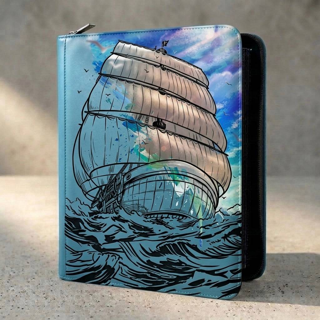 Classeur compatible one piece en simili cuir, gravure laser et couleur motif custom, fait main personnalisable Dealdex